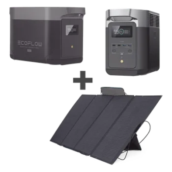 Kit Estación de Energía Portátil / 4096Wh LFP / 2400W CA / Panel Solar 400W / Wi-Fi+Bluetooth / 6 Salidas CA / 1.63x0.79x1.00 pies