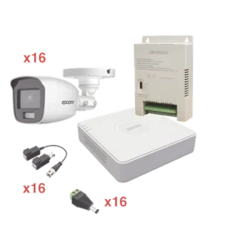 Kit TurboHD / 1080p Lite / DVR 16 Canales / 16 Cámaras Bala / 2.8 mm / ColorVu 20 m (65.6 ft) / Audio Integrado