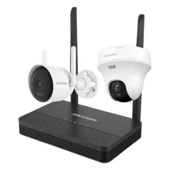 Kit IP Inalámbrico / 4 Megapixel / NVS 4 Canales / 2 Cámaras Wi-Fi / Dual Light IR y Blanco / Audio Bidireccional / IP66 / Micro SD 512 GB