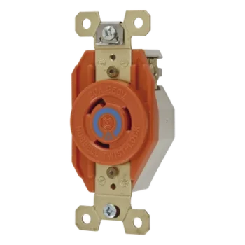 Receptáculo Sencillo de Media Vuelta / 20 A 250 V CA / 2 Polos 3 Hilos / Nema L6-20R / 3.28" x 1.70" x 1.24" (83.3 x 43.2 x 31.5 mm)