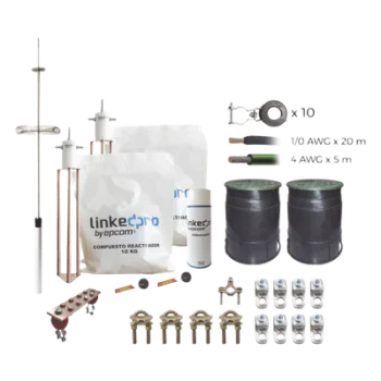 Kit Pararrayo / Torre 15 m (49 ft) / Dipolo Corona Aluminio / Cable Cobre 1/0 AWG / Electrodo 30A / Radio Cobertura 72°