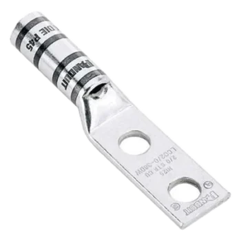 Terminal de Compresión / Calibre 6 AWG / Doble Orificio 1/2 pulg / Espaciado 44.5 mm (1.75 pulg) / Mirilla de Verificación / 1 Pieza
