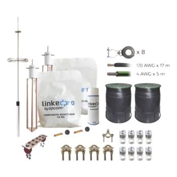Kit de Protección Contra Rayos / Torre 12 m (39.4 ft) / Electrodo Cobre Delta / Pararrayos Aluminio Ionizado / Cable 1/0 AWG