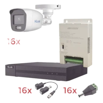 Kit TurboHD / DVR 16 Canales / 1080p Lite / 16 Cámaras Bala / ColorVu 20 m (65.6 ft) / Audio Integrado