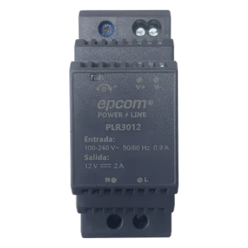 Fuente de poder DIN Riel / 15 Vcc / 2 A / 30 W / Entrada 100-240 Vca / Terminales 5.5 x 2.5 mm / -20°C a 45°C / 3.7 x 1.4 x 2.3 pulgadas