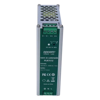 Fuente de alimentación / Entrada 100-240 Vac / Salida 12 Vcc 6.3 A / 75 W / Montaje en riel DIN / 4.53 x 1.55 x 5.08 pulgadas
