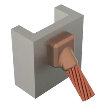 Molde para soldadura exotérmica / Superficie vertical a cable / 2/0 AWG / Ángulo 45° / Grafito resistente a altas temperaturas