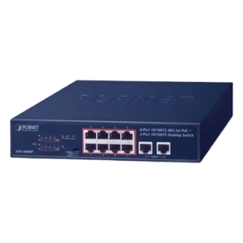Switch de Escritorio / 8 Puertos 10/100TX PoE+ / 2 Puertos 10/100TX / 120W PoE Budget / Alcance Extendido 250m (820 pies)