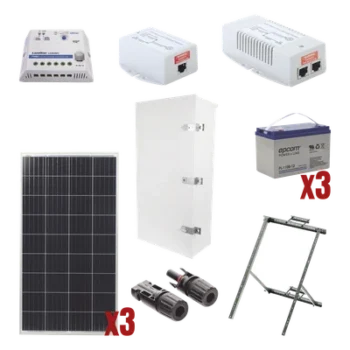 Kit Solar de 35 W con PoE 802.3af y PoE Pasivo 24 Vcc para una Cámara IP y un Radio Ubiquiti airMAX o Cambium ePMP.