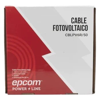 Cable Fotovoltaico / 16 mm² (6 AWG) / Cobre / 2000V / Rojo / Rollo 50 m (164 ft)