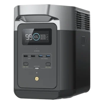 Estación de Energía Portátil Delta 2 1024Wh Litio LFP / 6 AC 1800 W (Max. 2200W) / 2 USB-C 100W / Capacidad para Aumentar Respaldo / Cargador de Coche 10A a 12.6V / Conectividad WiFi y Bluetooth (App) / Carga Solar 500W Max.