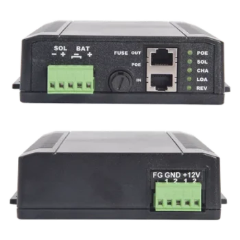 Controlador Solar POE, Entrada 12 Vcc Hasta un Panel Solar de 125 Watts, Salida PoE Pasivo en 24 Vcc Hasta 20 Watts Máximo.