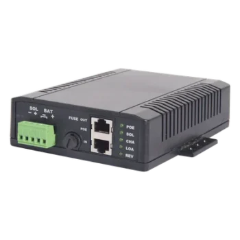 Controlador Solar POE, Entrada 12 Vcc Hasta un Panel Solar de 125 Watts, Salida PoE Pasivo en 12 Vcc Hasta 10 Watts Máximo.