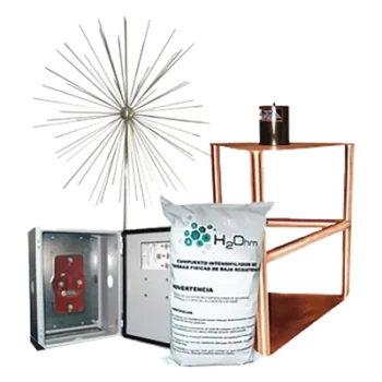 Kit de Punta tipo Erizo con Electrodo, Acoplador y Mejorador de Terreno H2OHM.
