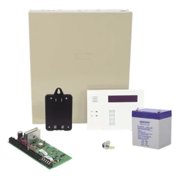 Panel de Alarma Híbrido / 48 Zonas / 3 Particiones / Teclado con Receptor Inalámbrico Integrado / Comunicador IP y 4G / 16 Detectores de Humo de Dos Hilos