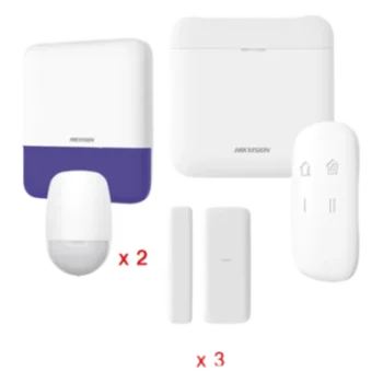 Kit de Alarma Inalámbrica / 48 Zonas / 2 PIR 15 m (49.2 ft) / Sirena Exterior 110 dB / Batería de Respaldo 12 h / Wi-Fi / AES-128
