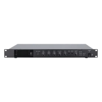 Amplificador de Audio / 1 Canal / 350 W RMS / Sistema 100V y Baja Impedancia 4-16Ω / 4 Entradas Micrófono Balanceadas / Bluetooth / USB / SD / FM / Montaje Rack