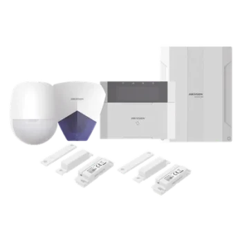 Kit Panel de Alarma Híbrido / 64 Zonas / Teclado LCD con Lector de Tags / Sirena 105 dB IP54 / PIR 18 m (59 ft) 90° / Inmune a Mascotas 10 kg