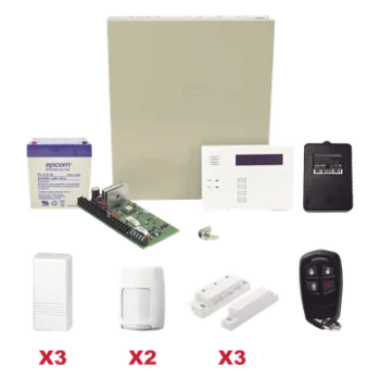 Kit de Alarma Inalámbrico / 40 Zonas Inalámbricas / 8 Zonas Cableadas / 3 Contactos Magnéticos / 2 Detectores PIR / Control Remoto / Total Connect