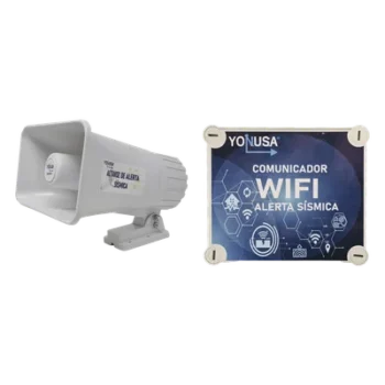 Kit de Alertamiento Sísmico / Audio Oficial SASMEX 120 dB / Receptor Wi-Fi / Replicación a Sirena y App Móvil / 12 VCD