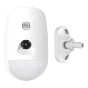 Detector PIR Inalámbrico con Cámara / Cobertura 12 m (39.4 ft) / Ángulo 85.9° / Inmunidad Mascotas 30 kg / Batería 6 Años / VGA 640x480