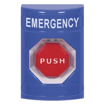 Botón de Emergencia / Texto en Español / Momentáneo / Anti-activación Accidental / Policarbonato Resistente / UL cUL ADA