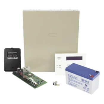 Kit de Panel de Alarma / 48 Zonas / 3 Particiones / Teclado Alfanumérico con Receptor Inalámbrico / Batería de Respaldo 12V 9Ah / Gabinete Metálico