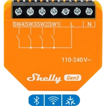 Controlador de Entradas Digitales / WiFi 2.4 GHz / 4 Canales / AC 110-240V / 0.14x0.12x0.06 ft / Control Local y Nube