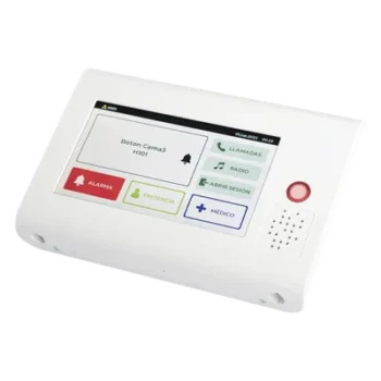 Terminal Inteligente para Habitación Hospitalaria / Pantalla Táctil 7" / RFID 125 kHz / VoIP SIP Bidireccional / PoE IEEE 802.3af / Bus RS485 / Carcasa Antibacteriana