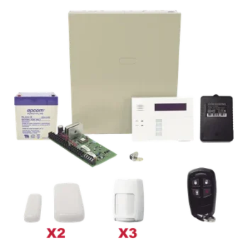 Kit de Alarma Inalámbrica / Panel 48 Zonas / 40 Inalámbricas y 8 Cableadas / Teclado 6160RF / Contactos Magnéticos Ultradelgados / 3 Detectores PIR / Control Remoto