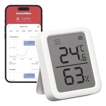 Sensor de Temperatura y Humedad / Bluetooth BLE 4.2 / Alcance 120 m (393.7 ft) / Pantalla LCD / Batería 1 Año