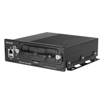 NVR Móvil / 8 Canales / 5 Megapixel / 4 Puertos PoE + 4 Vía Switch / 2 Bahías HDD / GPS Integrado / Conector M12 / 9-36 VCC