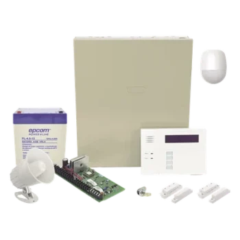 Panel de Alarma / 8 Zonas Cableadas / 40 Zonas Inalámbricas / Teclado Alfanumérico con Receptor RF / Sirena 15 W / Batería 12V 4.5Ah