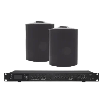 Amplificador de Audio / 2 x 60W / Baja Impedancia 4-8Ω / Bluetooth USB SD FM / 3 Entradas Micrófono / Efectos Delay Echo Repeat / 2 Bocinas Exterior 5.25'