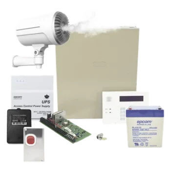 Panel de Alarma con Generador de Niebla / 150 m³ (5,297 ft³) en 10 s / 48 Zonas / Teclado Alfanumérico con Receptor Inalámbrico / Activación por Contacto Seco