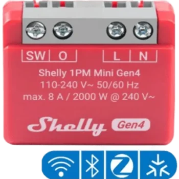 Interruptor Inteligente Mini / 1 Canal 8 A / Medición de Consumo / Multiprotocolo Wi-Fi, Zigbee, Bluetooth, Matter / 110-240 V AC