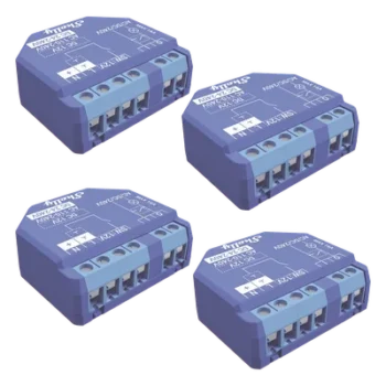 Kit de relevadores inalámbricos inteligentes / 16A / 110-230V AC / 12-48V DC / WiFi 2.4GHz + Bluetooth / 4 piezas / 1.34x1.42x0.63 pulgadas