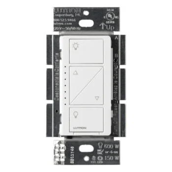 Atenuador de Pared Inteligente / 120 V / LED 250 W / Incandescente-Halógeno 1000 W / MLV 1000 VA / RF 9 m (29.5 ft) a 18 m (59.1 ft) / Neutro Opcional / Pico y Smart Bridge