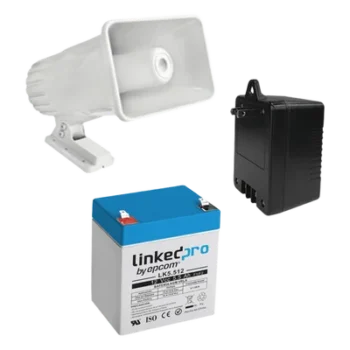 Kit de accesorios para sistema de seguridad / Batería 5.5 Ah / Transformador 16.5 VCA / Sirena 30W / Diseño compacto