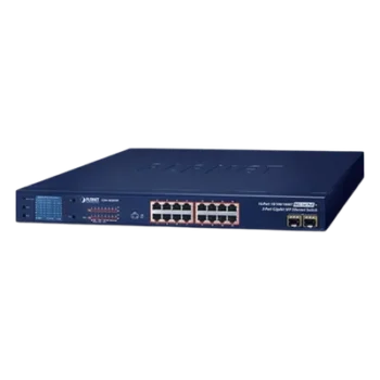 Switch PoE+ / 16 Puertos Gigabit / 2 Combo SFP / LCD / 300W / 1U Rack / 0.76 x 1.44 x 0.14 ft