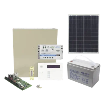 Kit Panel de Alarma Solar / 85W / 48 Zonas / Batería 100Ah / Teclado Alfanumérico con RF / Botón de Pánico