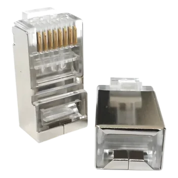 Conector RJ45 / Blindado / Categoría 5E / Chapado en Oro 30µ / Sin Pin a Tierra / T568A/T568B