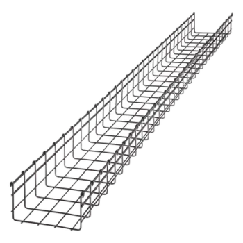 Charola tipo malla / 105 mm peralte / 200 mm ancho / 3 m tramo / 334 cables Cat6 / Electro zinc