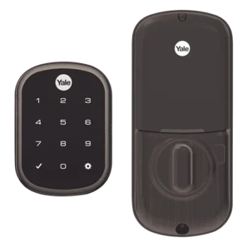 Cerradura electrónica con teclado / Color bronce / Semiempotrada / Backset ajustable 60-70 mm / Puertas 35-57 mm (1.38-2.24 pulg) / 25 usuarios PIN / Grado ANSI/BHMA 2
