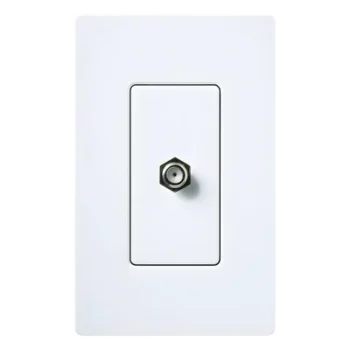 Toma de Pared Coaxial / Conector Tipo F / 75 Ohm / Estilo Designer / Blanco Brillante