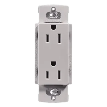 Contacto Dúplex de Pared / 15 A / 125 V / Placa Frontal Gris / Instalación Sin Tornillos Visibles / Compatible Multi-Gang