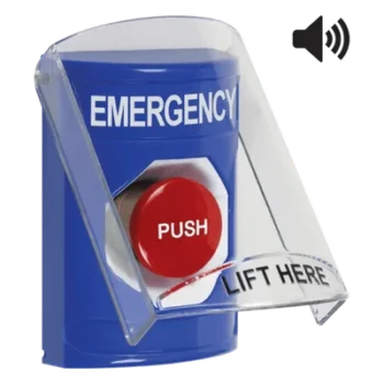Botón Multipropósito de Emergencia / Superficie / Tapa Policarbonato / Bocina Pre-Alarma / 2 Relés Forma C / LED Indicador / UL/cUL S7255 / ADA