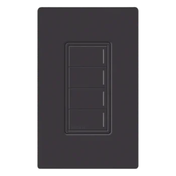 Botonera de Pared para Sistema de Automatización / 4 Botones de Escena / Retroiluminada / Alimentación 120-277 V / RF Clear Connect Type X / 75 ft (22.9 m) / Acabado Midnight
