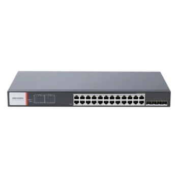 Switch Industrial Administrable / 24 Puertos Gigabit PoE+ / 4 Puertos SFP / Alcance Extendido 300 m (984.3 ft) / 370 W / Gestión en la Nube