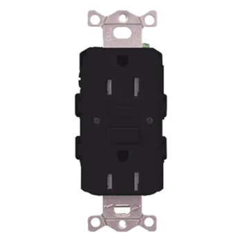 Tomacorriente GFCI / 15 A / 125 V~ 60 Hz / Autoprueba continua / Disparo 4-6 mA / Resistente a manipulaciones / Negro